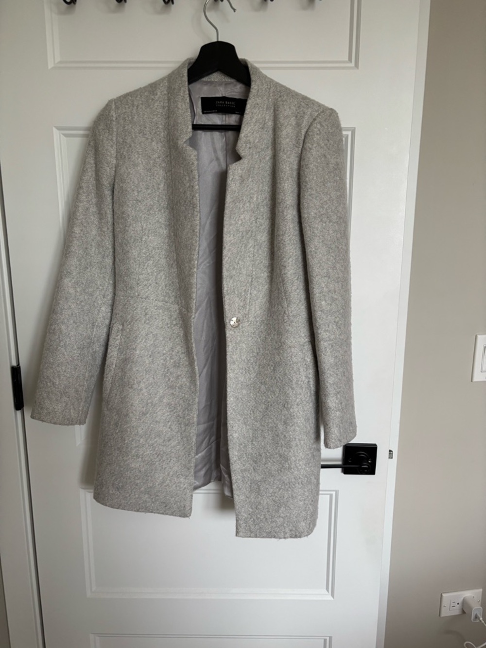 Zara Light Gray Open-Front Trench Coat